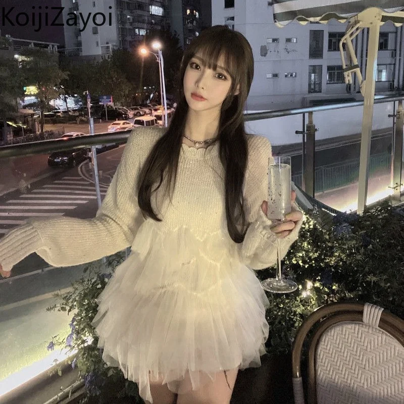Корейский модный дизайнерский женский свитер Koijizayoi, элегантные сетчатые Лоскутные джемперы с круглым вырезом, вязаные мягкие теплые пулов... 
Корейский модный дизайнерский женский свитер Koijizayoi, элегантные сетчатые Лоскутные джемперы с круглым вырезом, вязаные мягкие теплые пулов...