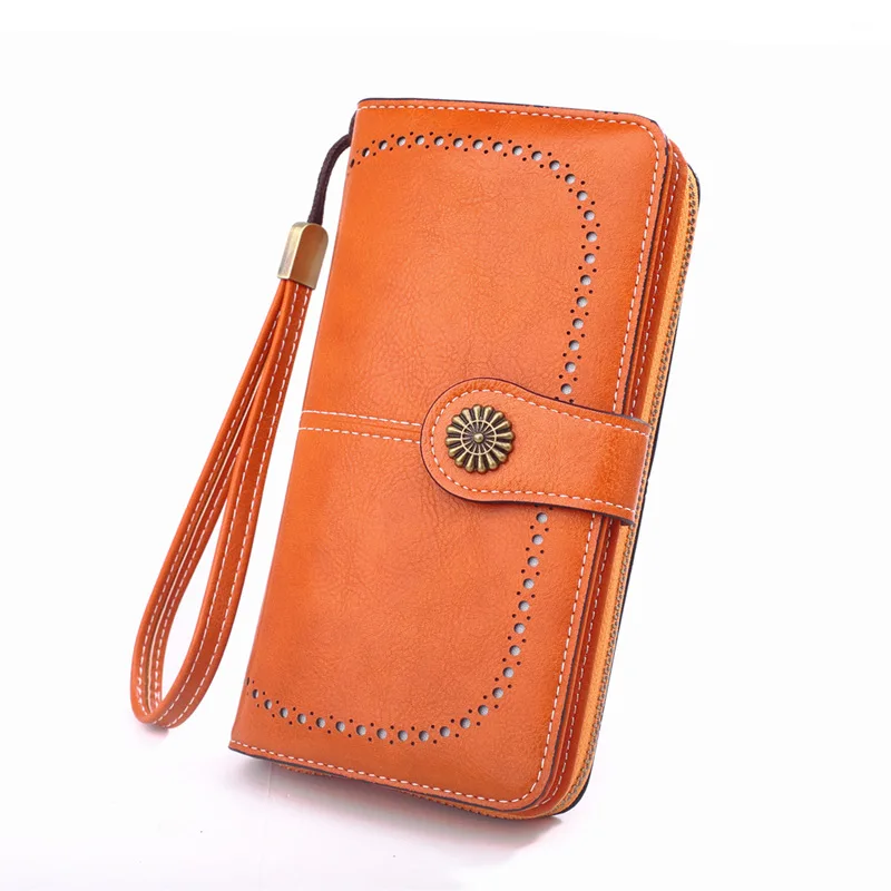 Retro Oil Wax Skin Leather Women's Long Wallet Hollow Out Buckle Wallets Credit Card Clutch Purse Card Bag Luxury Clutch Purses
Retro Oil Wax Skin Leather Women's Long Wallet Hollow Out Buckle Wallets Credit Card Clutch Purse Card Bag Luxury Clutch Purses