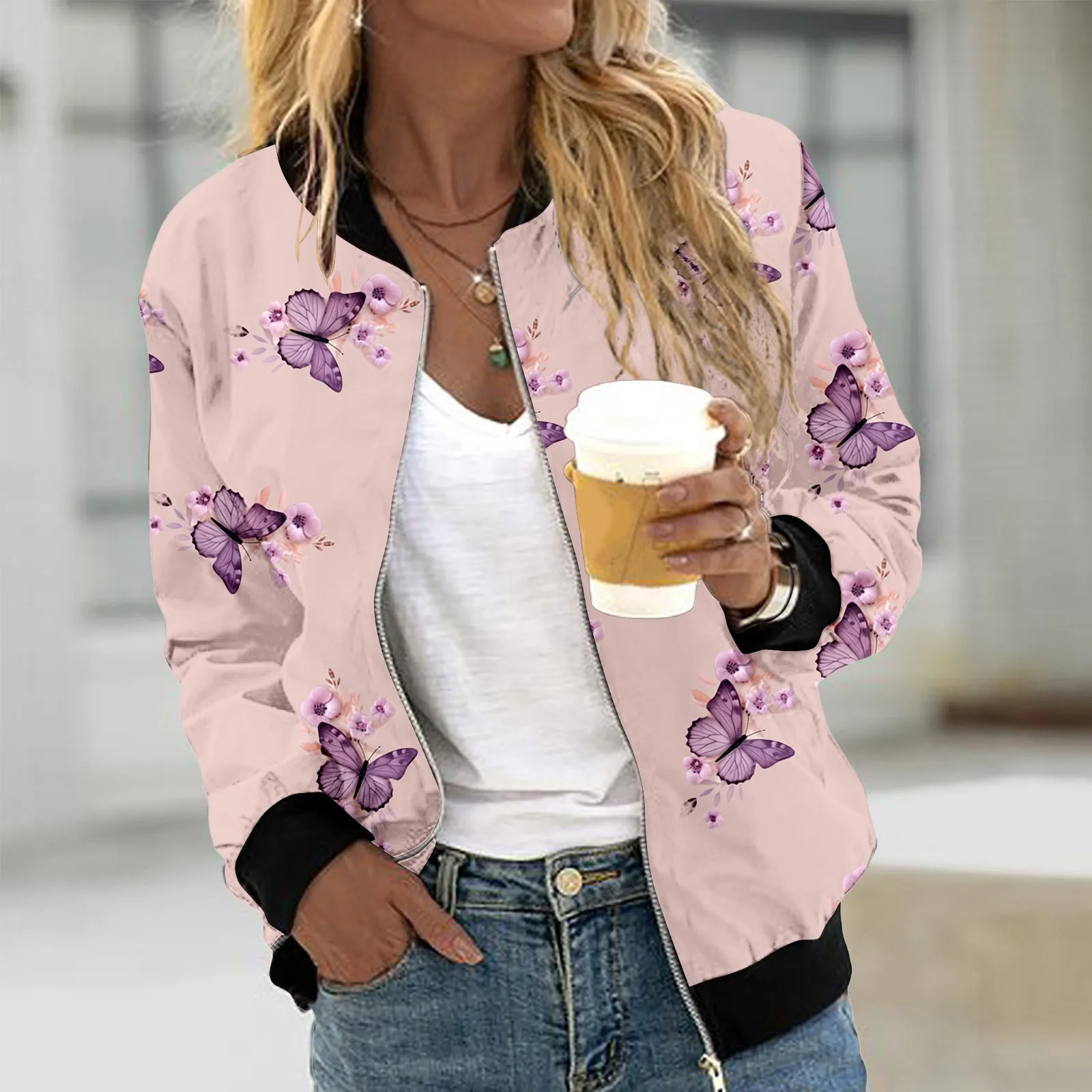 Women's Autumn Casual Baseball Clothes Fashion Floral Print Women Jacket Stand Collar Short Zipper Ladies Outwear
Women's Autumn Casual Baseball Clothes Fashion Floral Print Women Jacket Stand Collar Short Zipper Ladies Outwear