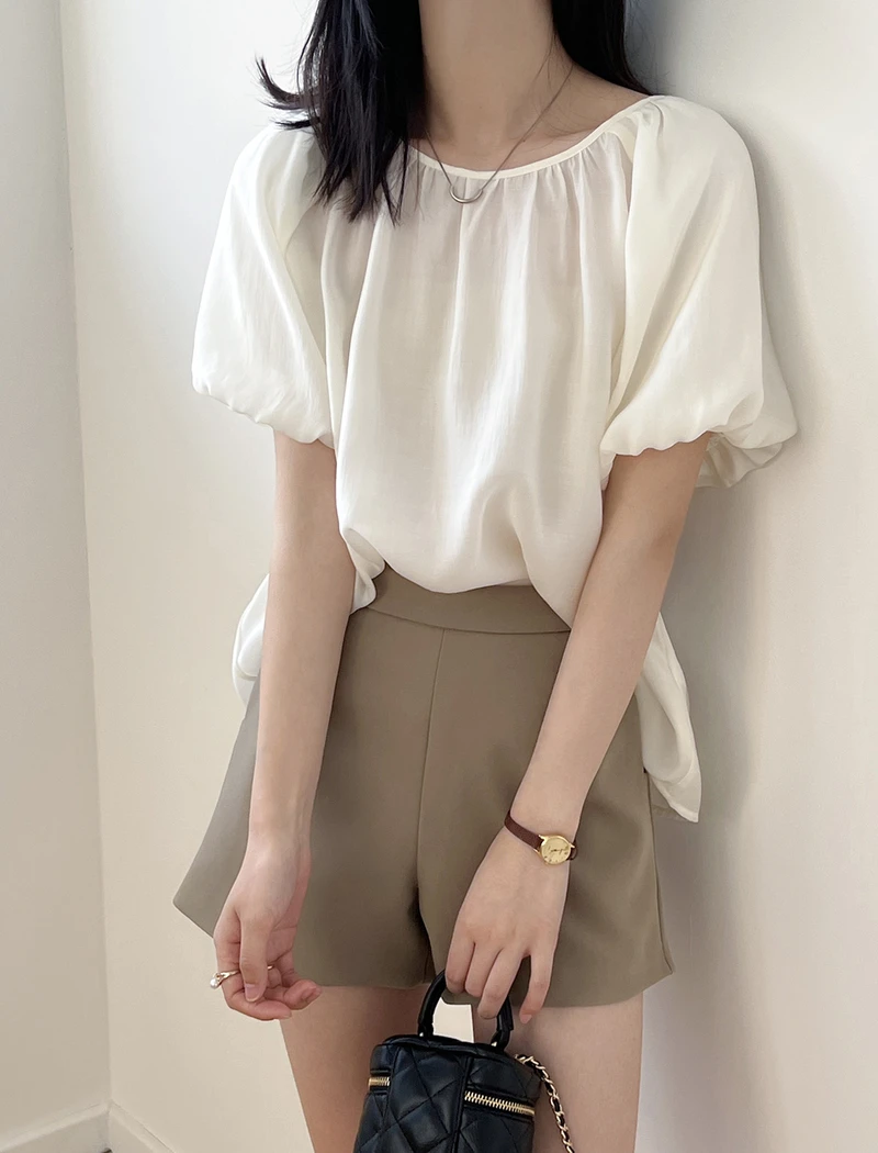Summer Pullover Shirt Loose Cute Elegant Sweet Plain Lace-up O-neck Casual Shirts Women Short Puff Sleeve Blouses Tops 4 Colors
Summer Pullover Shirt Loose Cute Elegant Sweet Plain Lace-up O-neck Casual Shirts Women Short Puff Sleeve Blouses Tops 4 Colors