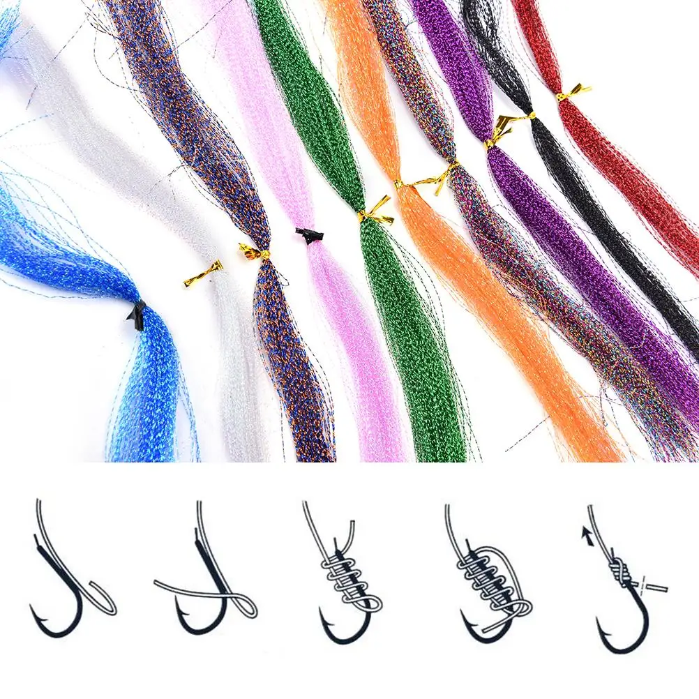 

1 pcs (100 roots) Fishing Tying Crystal Twisted Flashabou Holographic Tinsel Fly Flash for Jig Hook Lure Making Material