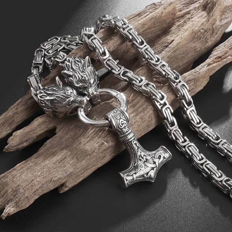 Men's High Quality Metal Emperor Chain Viking Wolf Head Celtic Hammer Pendant Necklace Vintage Nordic Style Amulet Jewelry
Men's High Quality Metal Emperor Chain Viking Wolf Head Celtic Hammer Pendant Necklace Vintage Nordic Style Amulet Jewelry