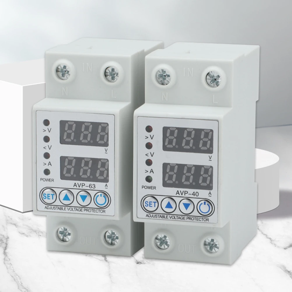 Digital Display 40A 63A 230V Din Rail Adjustable digital Over Under Voltage Relay Surge Protector Limit Over Current Protection
Digital Display 40A 63A 230V Din Rail Adjustable digital Over Under Voltage Relay Surge Protector Limit Over Current Protection