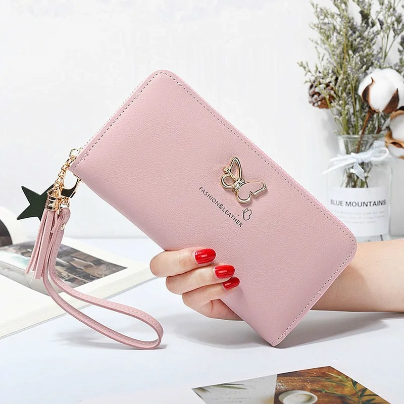 Fashion Butterfly Women's Wallet Tassel Zipper Temperament Wrist Bag Long Short Money Bag Mobile Bag Women's Handbag Wallet Card
Fashion Butterfly Women's Wallet Tassel Zipper Temperament Wrist Bag Long Short Money Bag Mobile Bag Women's Handbag Wallet Card