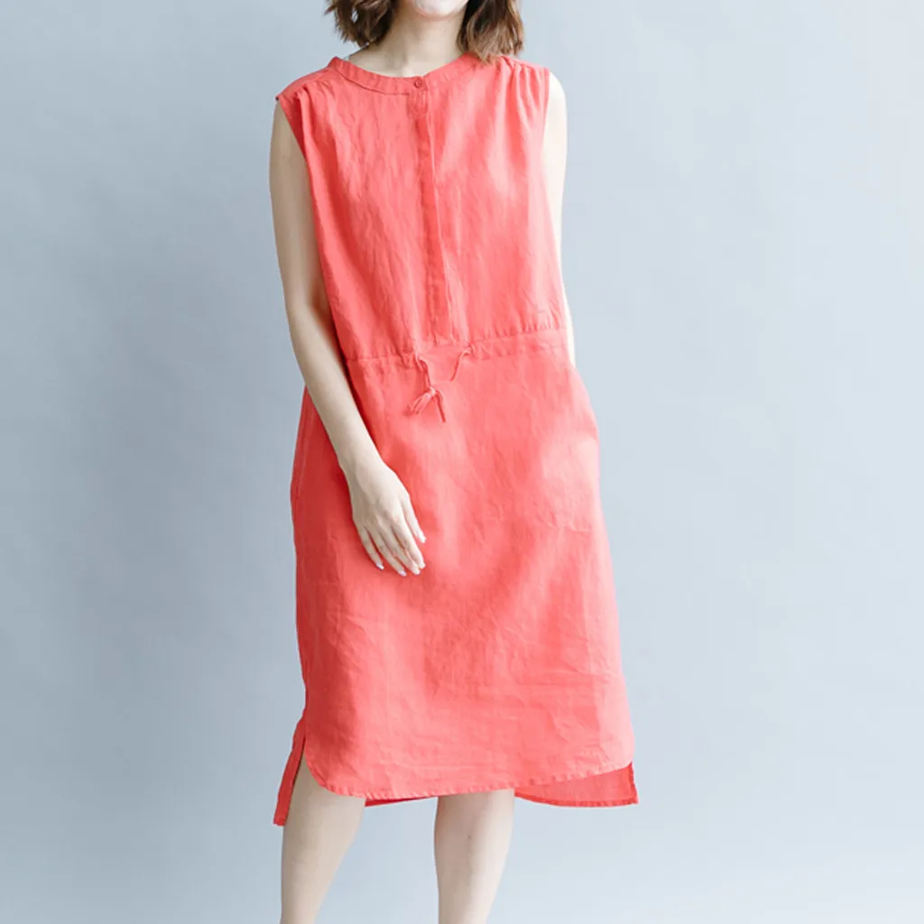 Summer Midi Dress Sleeveless Collar Women Solid Color Cotton Dress Linen Casual Size Women's Green Dresses for Women
Summer Midi Dress Sleeveless Collar Women Solid Color Cotton Dress Linen Casual Size Women's Green Dresses for Women
