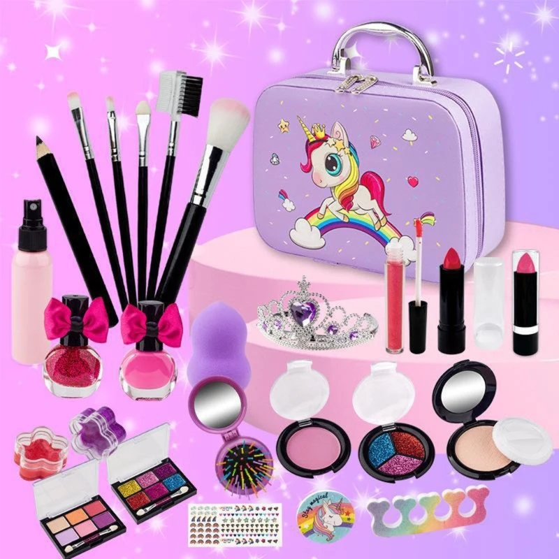 Kid Makeup Kit for Girl Washable Makeup Toy Set for Dress Up Pretend Beauty Vanity Set with Makeup Bag Birthday Gift
Kid Makeup Kit for Girl Washable Makeup Toy Set for Dress Up Pretend Beauty Vanity Set with Makeup Bag Birthday Gift