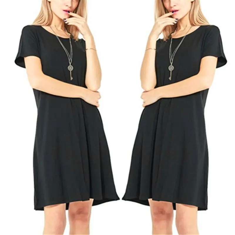 Womens Summer Plus Size Short Sleeves Midi Swing T-Shirt Dress Plain Solid Color Crew Neck Casual Loose Pullover Tunic Tops
Womens Summer Plus Size Short Sleeves Midi Swing T-Shirt Dress Plain Solid Color Crew Neck Casual Loose Pullover Tunic Tops