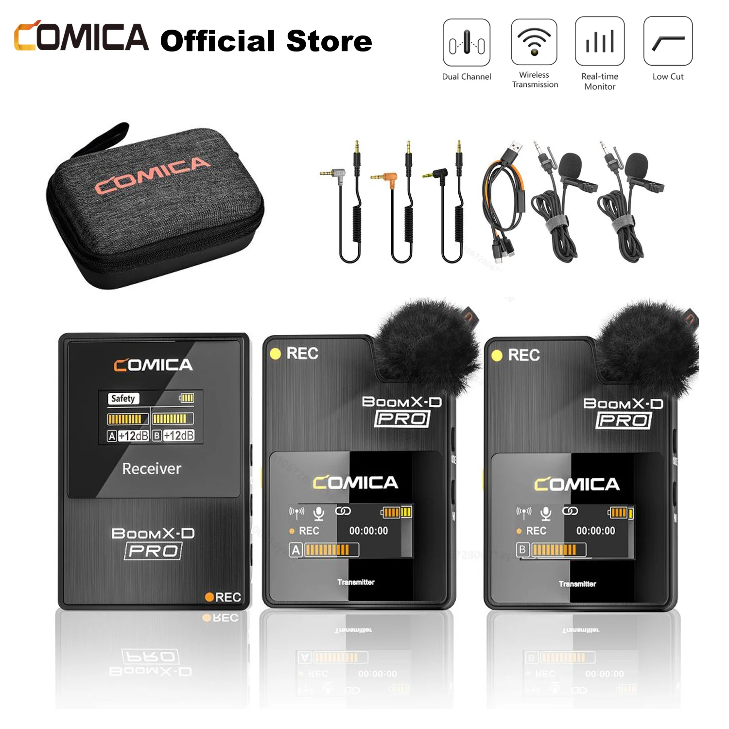 

Comica BoomX-D PRO Lavalier Microphone Dual-channel Wireless Microphone Lapel Mic For DSLR Camera Phone PC Youtube Vlog