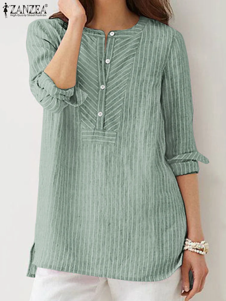 ZANZEA Elegant Loose Blouse Women Casual Long Sleeve O Neck Button Shirt 2022 Spring Striped Printed Chemise Holiday Tunic Tops
ZANZEA Elegant Loose Blouse Women Casual Long Sleeve O Neck Button Shirt 2022 Spring Striped Printed Chemise Holiday Tunic Tops