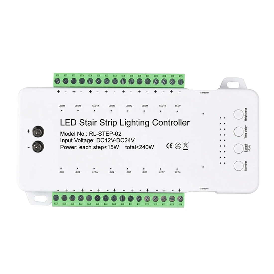 Dimmable Stair LED Controller 16 Channels Dual PIR Motion Sensor Step Light Strip Staircase Controler for Lamp Strip(A)
Dimmable Stair LED Controller 16 Channels Dual PIR Motion Sensor Step Light Strip Staircase Controler for Lamp Strip(A)