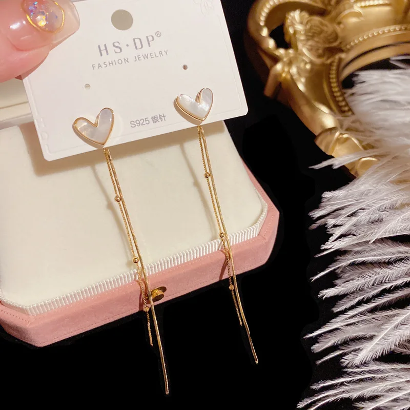 Cute Shell Heart Dangle Earrings For Women Korean Copper 14K Gold Plated Tassel Chain Long Drop Earring Original Jewelry 2023
Cute Shell Heart Dangle Earrings For Women Korean Copper 14K Gold Plated Tassel Chain Long Drop Earring Original Jewelry 2023