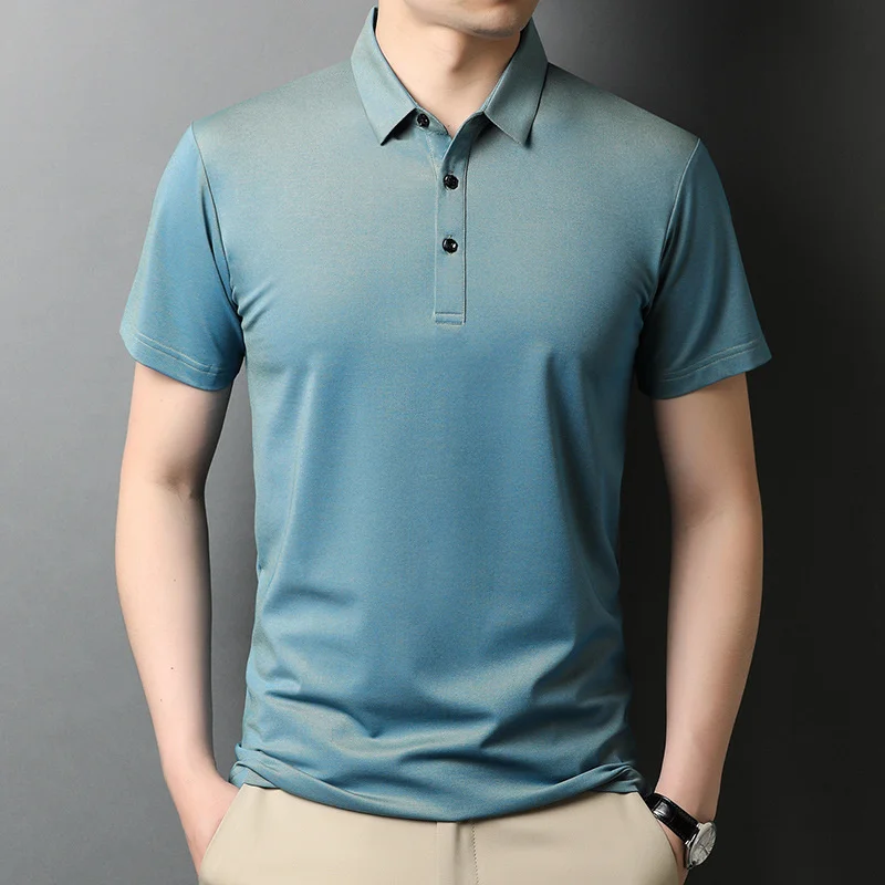 

Polos Business 5.2% Silk,26.4% Modal,23% Cotton Short Sleeve Polo Shirt Men Summer Casual Slim Fit Collar T Shirt Mens Tech Golf