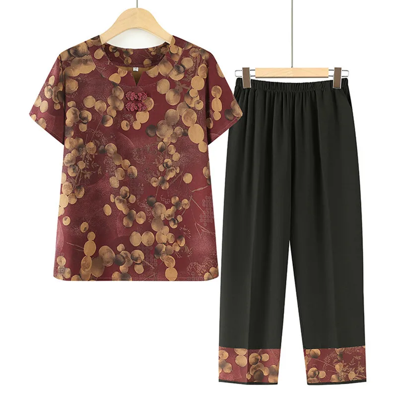 Fdfklak Middle Aged Elderly Women's Print Short-Sleeved Pant Suit Loose Mother Two Pieces Set Grandma T-Shirt Trousers Outfits
Fdfklak Middle Aged Elderly Women's Print Short-Sleeved Pant Suit Loose Mother Two Pieces Set Grandma T-Shirt Trousers Outfits