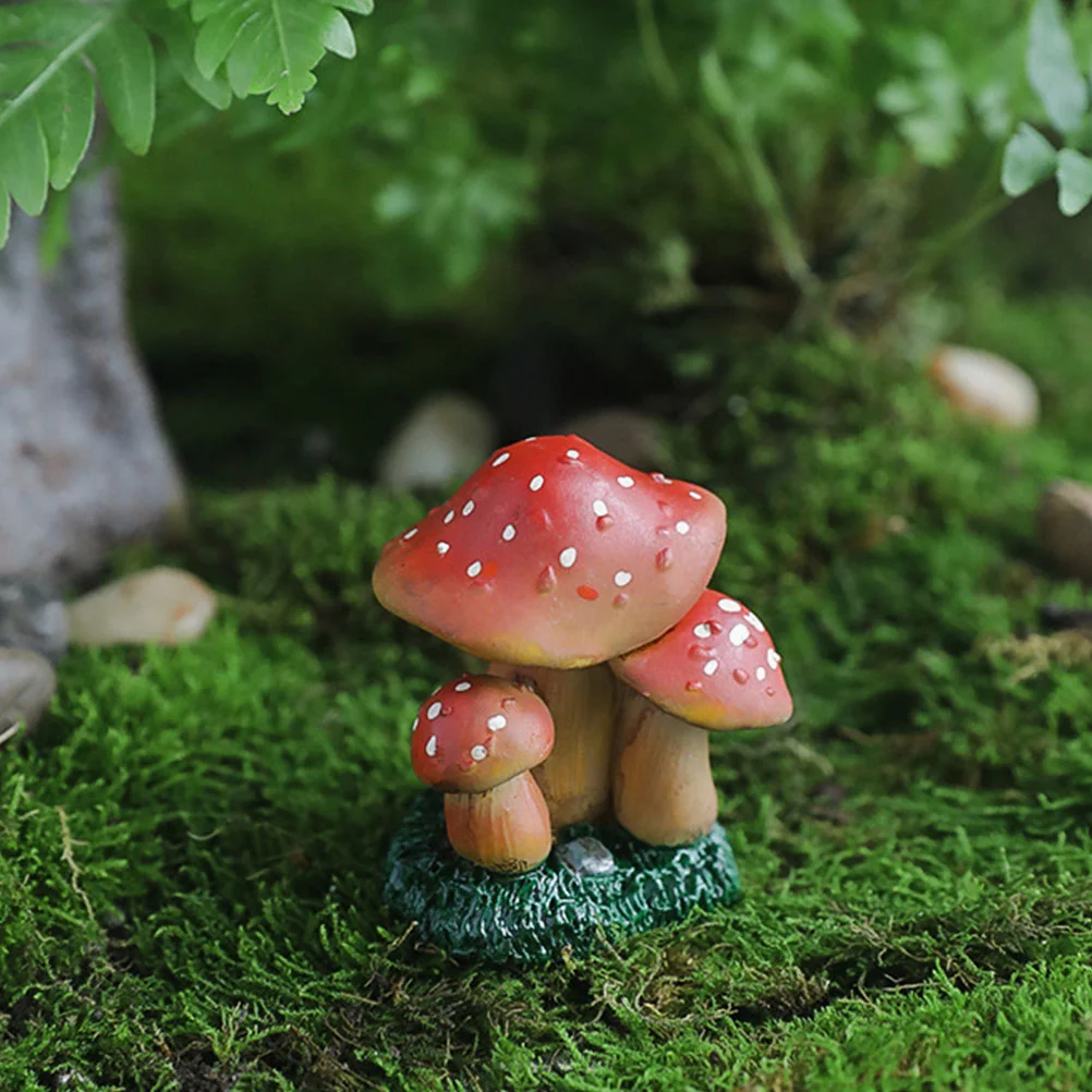 

3 Pcs Flower Pots Tiny Figurines Accessories Small Mushroom Decor Home Resin Micro Landscape Decors Fairy Mini Model