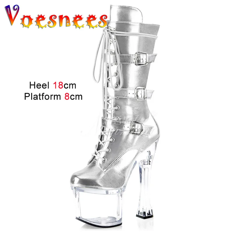 18CM Fashion Party High Heels Nightclub Silvery Pole Dance Boots Women's Transparent Platform Model Shoes Plus Size Strip Show
18CM Fashion Party High Heels Nightclub Silvery Pole Dance Boots Women's Transparent Platform Model Shoes Plus Size Strip Show