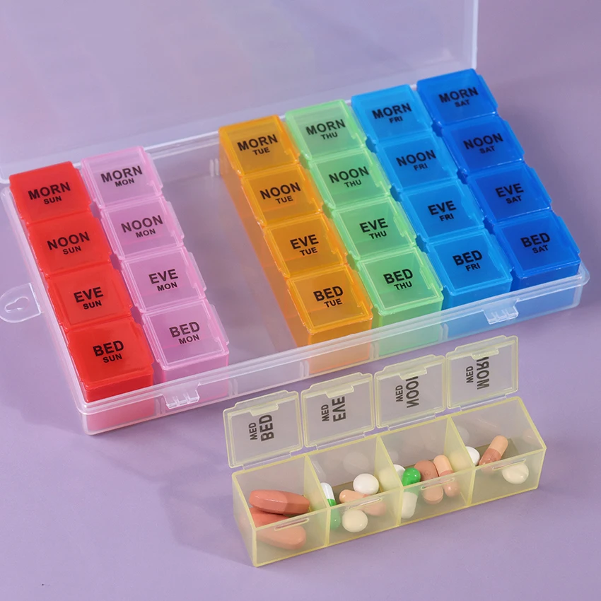 1PC Weekly 7 Days Pill Medicine Box Holder Organizer Weekly 7 Day 28 Slots Pill Storage Box For Medications Supplements Vitamins
1PC Weekly 7 Days Pill Medicine Box Holder Organizer Weekly 7 Day 28 Slots Pill Storage Box For Medications Supplements Vitamins