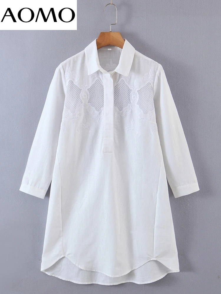 AOMO Women White Patchwork Embroidery Shirt Dress Short Sleeve Loose Females Mini Dresses Vestidos 8H97A
AOMO Women White Patchwork Embroidery Shirt Dress Short Sleeve Loose Females Mini Dresses Vestidos 8H97A