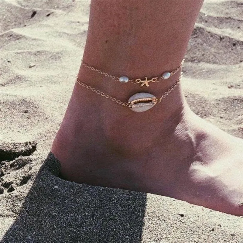 

Huitan Summer Beach Foot Bracelet Anklet for Women Silver Plated Metal Ankle Leg Chain Hot Sea Barefoot Jewelry Boho Anklets Hot