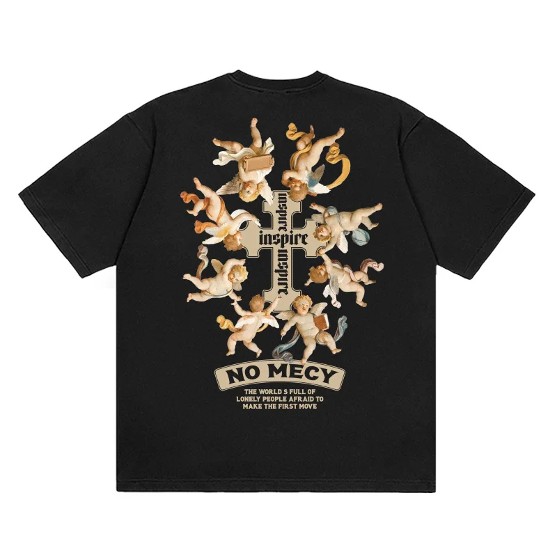 Vintage Angel Cross Print Top Cotton T-shirt High Street Men's and Women's Loose Drop-Shoulder Tees High Street
Vintage Angel Cross Print Top Cotton T-shirt High Street Men's and Women's Loose Drop-Shoulder Tees High Street