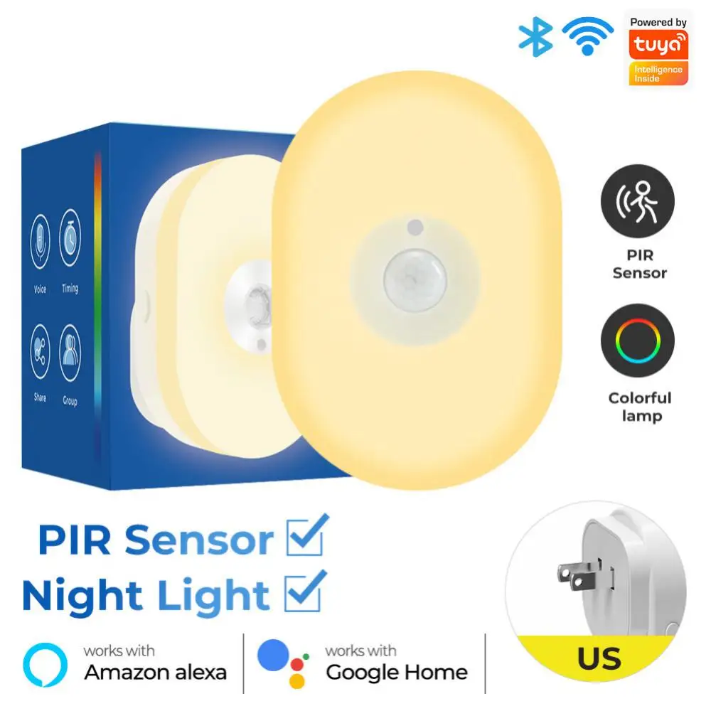 Tuya WiFi Smart LED Night Light PIR Motion Sensor EU US UK Plug Night Light Voice Control Smart Life For Alexa Google Home
Tuya WiFi Smart LED Night Light PIR Motion Sensor EU US UK Plug Night Light Voice Control Smart Life For Alexa Google Home