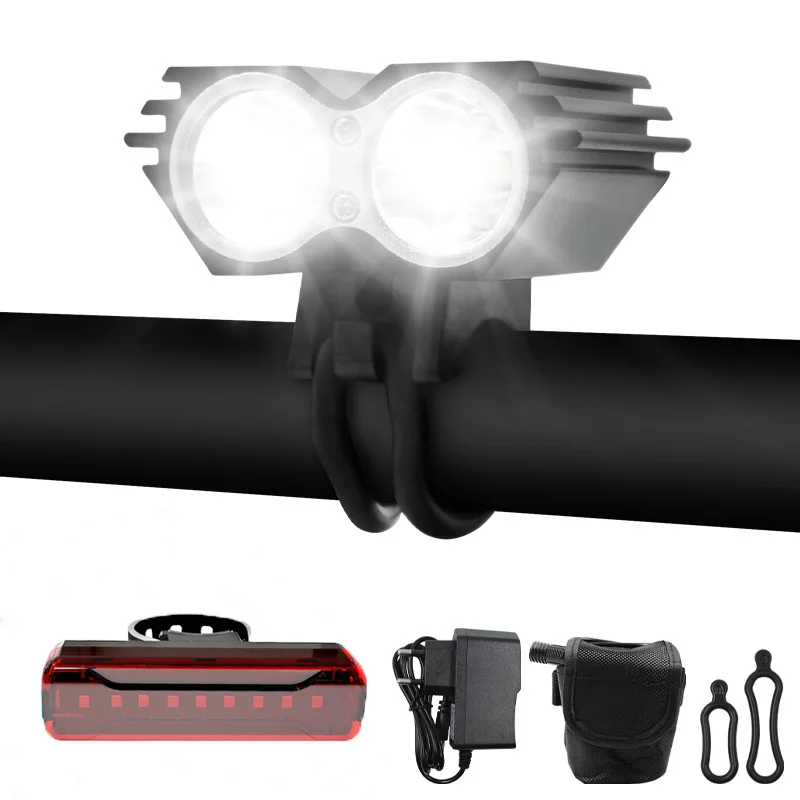 18650 Battery Bike Light Flashlight Night Riding Head Lamp 2*XML T6 Led Bicycle Headlight Cycling Lantern with Rear Back Lamp
18650 Battery Bike Light Flashlight Night Riding Head Lamp 2*XML T6 Led Bicycle Headlight Cycling Lantern with Rear Back Lamp