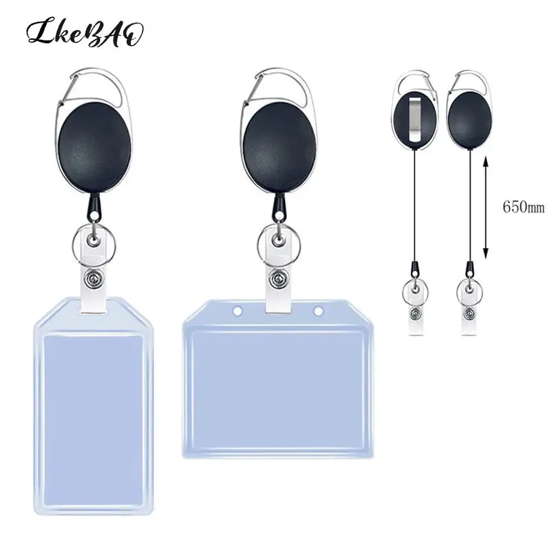 

1PCS Business Employee Name Badges Holder Retractable ID Tag Work Pass Card Holder Nurse ID Holders Card Cover Accessories