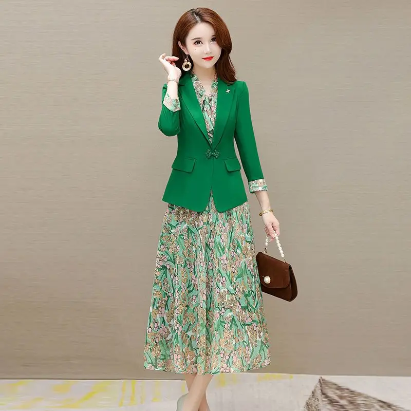 2023 Spring Autumn Women's New Dress Suits Female Long Sleeve Suit Jackets + Printed A-line Dresses Ladies Two Piece Sets O453
2023 Spring Autumn Women's New Dress Suits Female Long Sleeve Suit Jackets + Printed A-line Dresses Ladies Two Piece Sets O453
