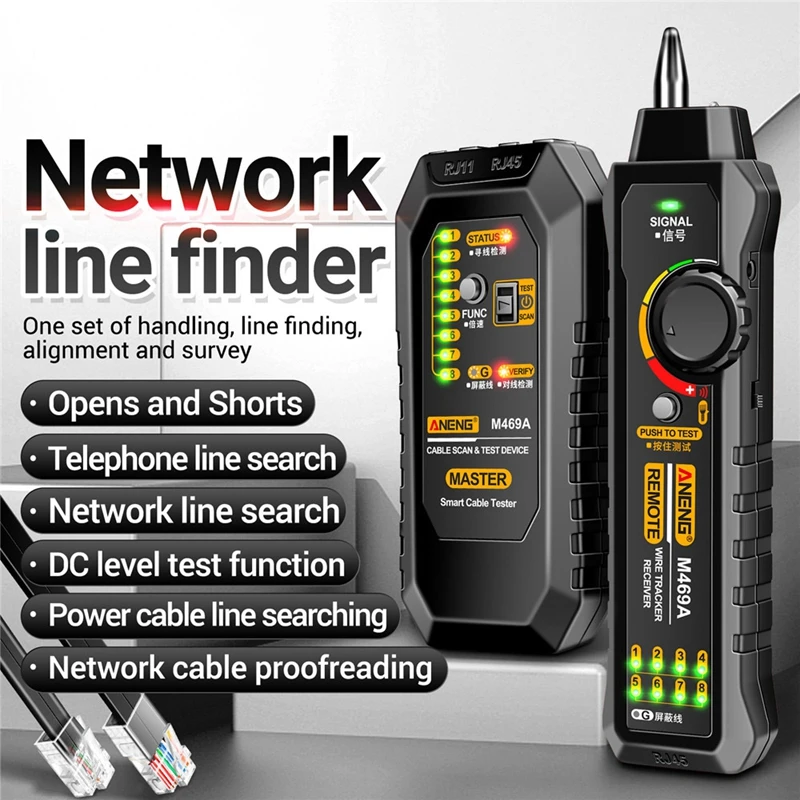 Network Cable Tester LAN Cable Tester Finder Wire Tracker Receiver Networking Tool Repair Multi-functional line immunity tester
Network Cable Tester LAN Cable Tester Finder Wire Tracker Receiver Networking Tool Repair Multi-functional line immunity tester