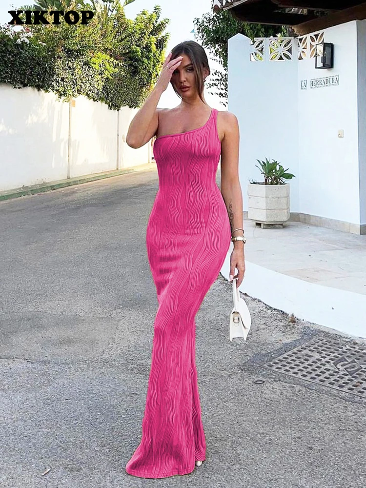 XIKTOP One Shoulder Elegant Dress Women Summer Sexy Backless Robe Solid Zipper Party Dresses Fashion Slim One Piece Female Cloth
XIKTOP One Shoulder Elegant Dress Women Summer Sexy Backless Robe Solid Zipper Party Dresses Fashion Slim One Piece Female Cloth