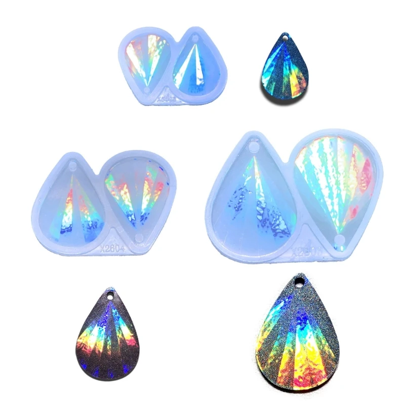 

DIY Holographic Laser Water Drop Earrings Silicone Crafting Mold Light Shadow Keychain Pendant Glossy Crystal Epoxy Resin Mold
