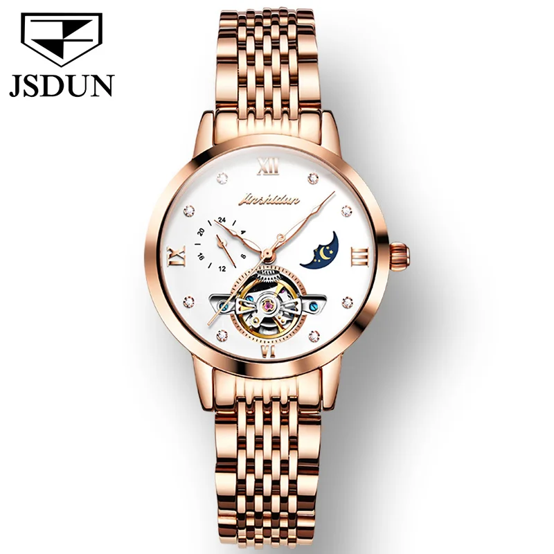 JSDUN Waterproof Automatic Mechanical Watches for Women Fashion Full-automatic Stainless Steel Strap Women Wristwatch Luminous
JSDUN Waterproof Automatic Mechanical Watches for Women Fashion Full-automatic Stainless Steel Strap Women Wristwatch Luminous