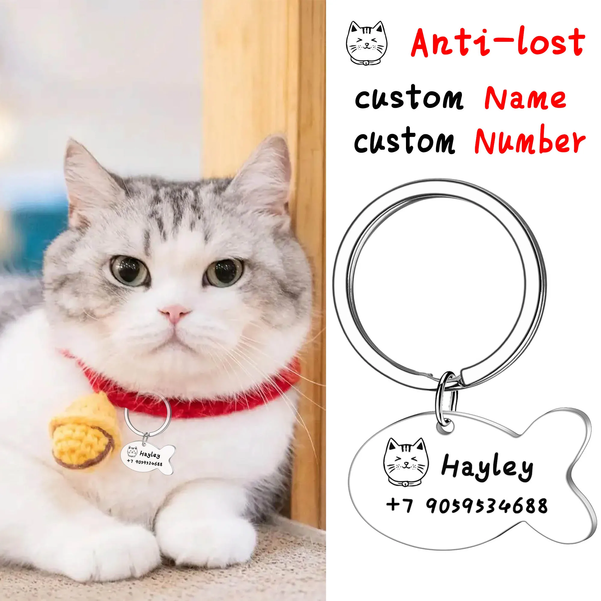 Custom Pet Anti-Lost Information Card Keychain Phone Name Bone Fish Pendant Dog Cat Necklace Stainless Steel Pet Supplies
Custom Pet Anti-Lost Information Card Keychain Phone Name Bone Fish Pendant Dog Cat Necklace Stainless Steel Pet Supplies