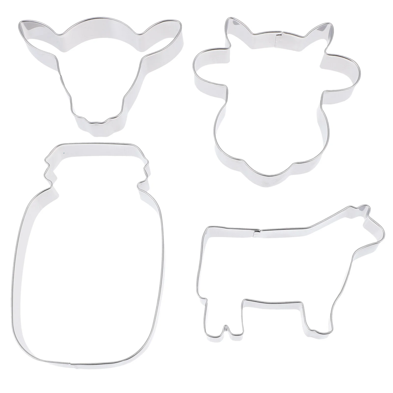 

4 Pcs Candy Suit Kitchen Baking Tools DIY Cutters Bulldog Stainless Steel Cookie Biscuit Biscuits Cow Shape Molds