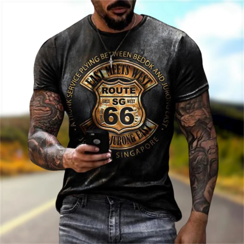 Summer 3d Mens T Shirts Oversized Loose Clothes Vintage Short Sleeve Fashion America Route 66 Letters Printed O Collared Tshirt
Summer 3d Mens T Shirts Oversized Loose Clothes Vintage Short Sleeve Fashion America Route 66 Letters Printed O Collared Tshirt