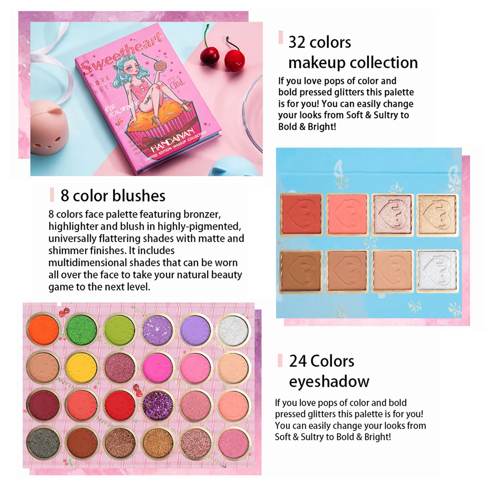 Набор для макияжа «Все в одном», наборы для макияжа для подростков, набор из 32 цветов, палитра для макияжа с тенями для век, хайлайтер 
Набор для макияжа «Все в одном», наборы для макияжа для подростков, набор из 32 цветов, палитра для макияжа с тенями для век, хайлайтер
