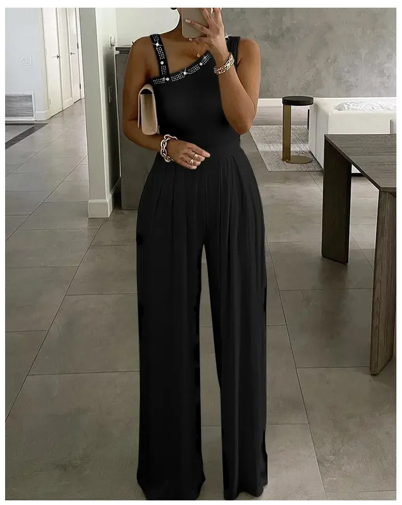 Женский комбинезон на одно плечо, с открытыми плечами 
Женский комбинезон на одно плечо, с открытыми плечами