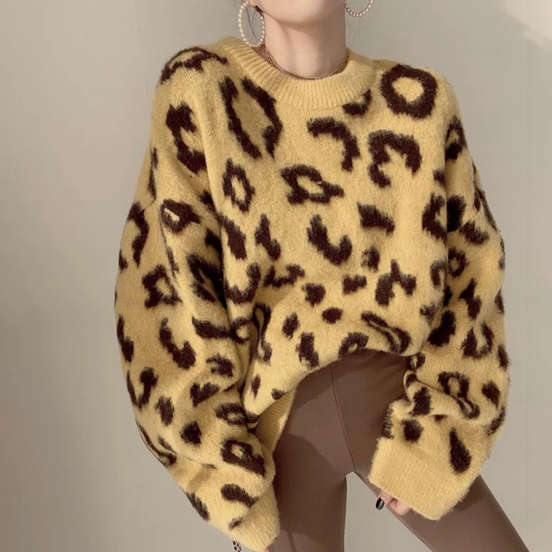 Sexy Leopard Knitted Sweaters Women 2023 Autumn Loose Long Sleeve Sweater Pullover Woman Fashion O Neck Jumpers Knitwear Mujer
Sexy Leopard Knitted Sweaters Women 2023 Autumn Loose Long Sleeve Sweater Pullover Woman Fashion O Neck Jumpers Knitwear Mujer