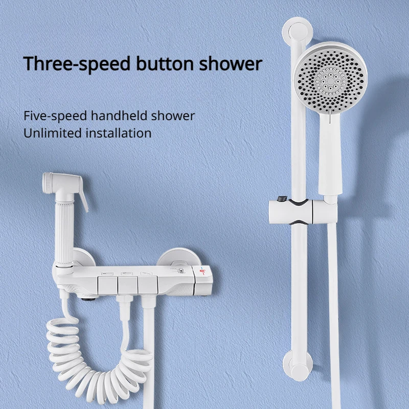White Simple Shower Shower Set Split Bathtub Faucet Piano Thermostat Button Booster Sprinkler
White Simple Shower Shower Set Split Bathtub Faucet Piano Thermostat Button Booster Sprinkler