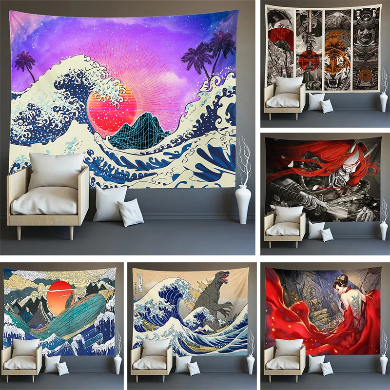 New Painting Tapestry Hanging Cloth Sea Wave Tapestry Decorative Painting Kanagawa Surf Ukiyo-e Japanese Wall Covering 230x150CM
New Painting Tapestry Hanging Cloth Sea Wave Tapestry Decorative Painting Kanagawa Surf Ukiyo-e Japanese Wall Covering 230x150CM