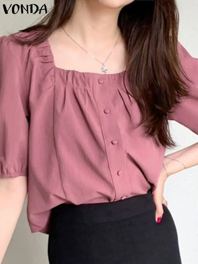 VONDA Fashion Women Summer Blouses 2023 Short Puff Sleeve Tunic Tops Sexy Square Collar Buttons Party White Shirts Solid Blusas
VONDA Fashion Women Summer Blouses 2023 Short Puff Sleeve Tunic Tops Sexy Square Collar Buttons Party White Shirts Solid Blusas