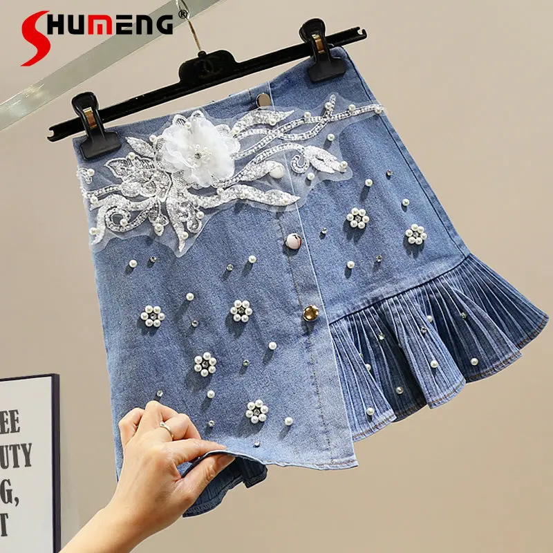 Heavy Industry Beads Diamond-Embedded Sweet Tridimensional Flower A-line Irregular Denim Skirt High Waist Slimming Pleated Skirt
Heavy Industry Beads Diamond-Embedded Sweet Tridimensional Flower A-line Irregular Denim Skirt High Waist Slimming Pleated Skirt