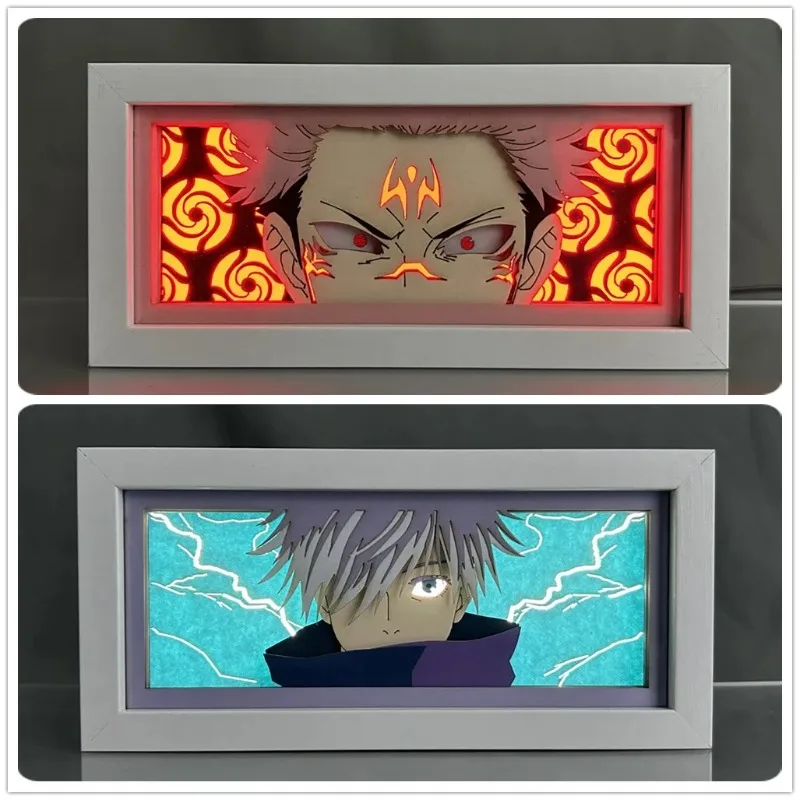 Аниме лайтбокс juютсу Kaisen с вырезанными тенями Satoru Gojo Ryomen Sukuna светодиодный