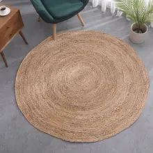 Hand-woven Rattan Carpets Round Straw Natural Plants Fiber Rugs Hotel Garden Living Room Coffee Table Cattail Carpet Mats