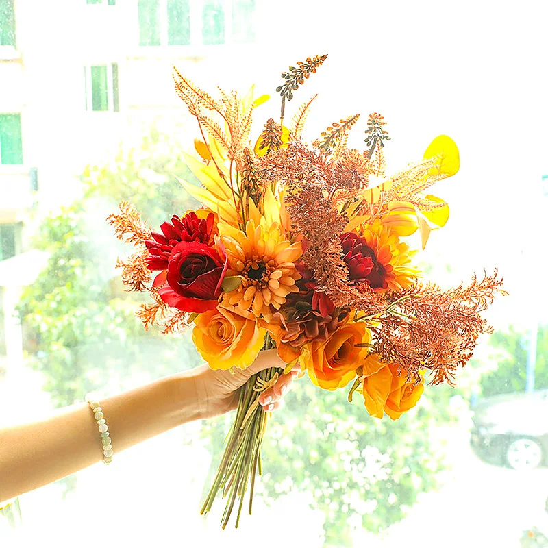 1pcs Simulated Floral Wedding Home Decoration Fake Flowers Autumn Colored Bouquets Simulated Plants Living Room Ornament Gifts
1pcs Simulated Floral Wedding Home Decoration Fake Flowers Autumn Colored Bouquets Simulated Plants Living Room Ornament Gifts