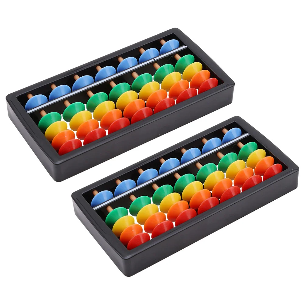 

2 PCS 7 Gears Abacus Students ABS Bead Arithmetic Number Toys Old Fashioned Tool Kids Counting Preschool Toddler Wooden