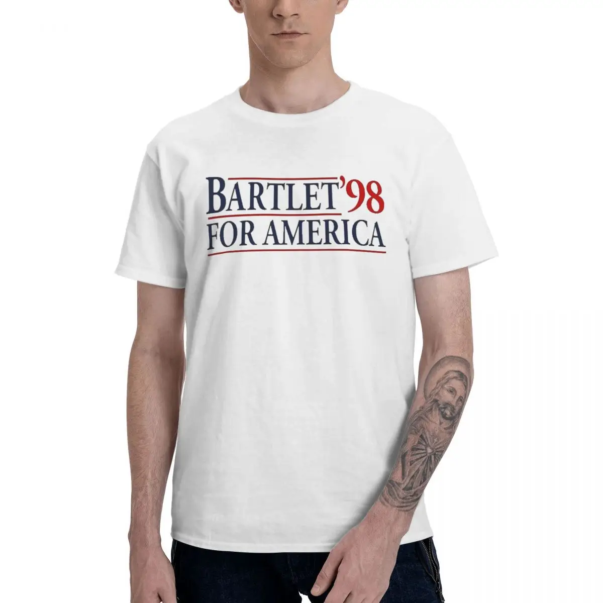 

Fashion West Wing Bartlet For America 1998 T-Shirts Pure Cotton Round Neck Male T Shirt Short Sleeve Oversized Gift Tees Tops