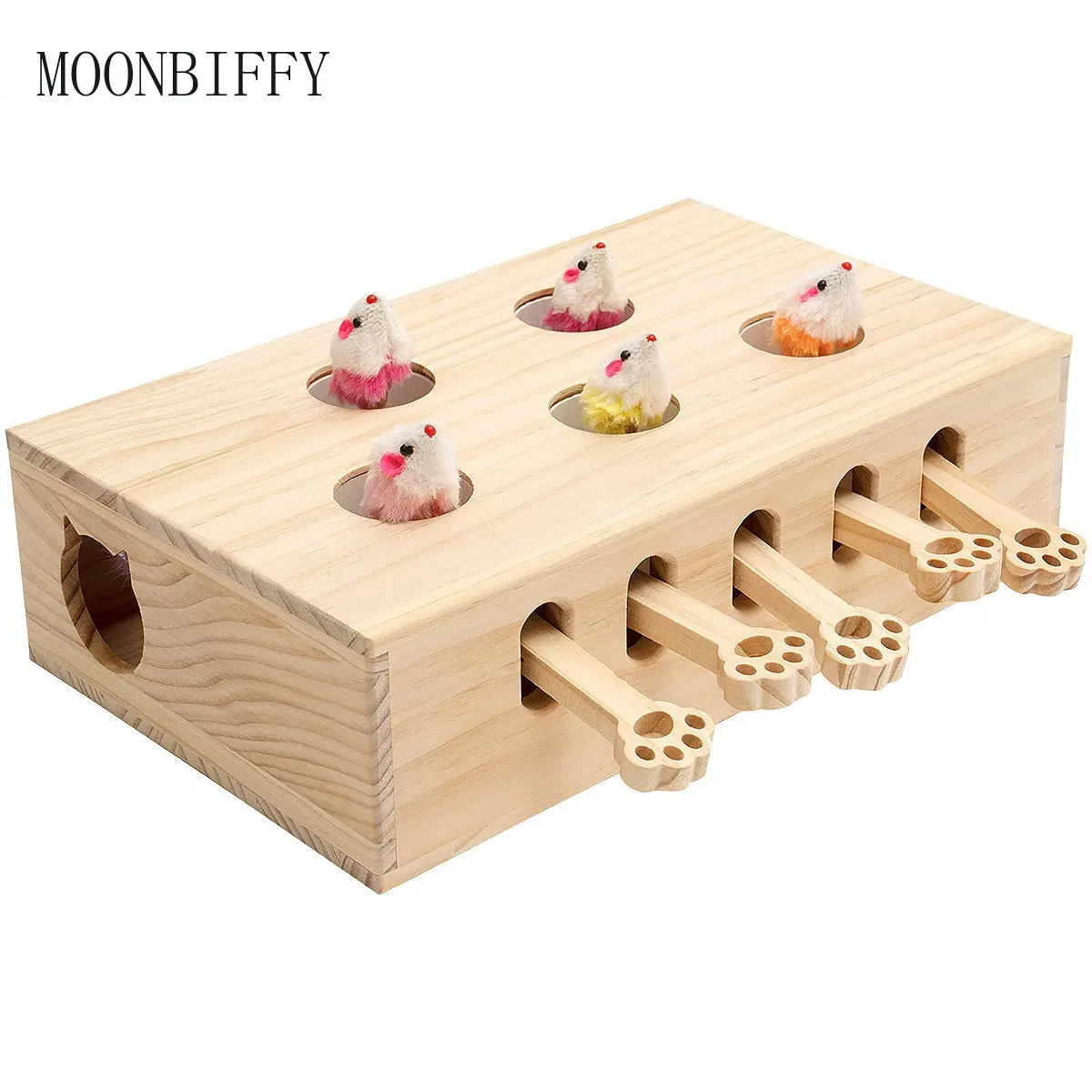 

MewooFun Cat Toys Interactive Whack-a-mole Solid Wood Toys for Indoor Cats Kitten Catch Mice Game US Stock Dropshipping WG320