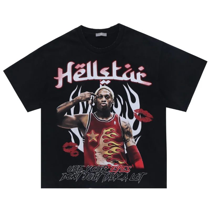 2023ss Hellstar Men Women 1:1 Casual Short Sleeve Use Your Eyes Letter Print Loose T-shirt Cotton Base Half Sleeve
2023ss Hellstar Men Women 1:1 Casual Short Sleeve Use Your Eyes Letter Print Loose T-shirt Cotton Base Half Sleeve
