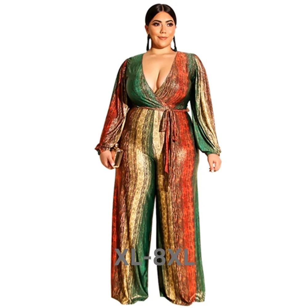 Plus Size Women's Clothing Deep V-neck Casual Clothing Fashion Patch Work Print Women's Jumpsuit Zipper 3xl 4xl 5xl 6xl
Plus Size Women's Clothing Deep V-neck Casual Clothing Fashion Patch Work Print Women's Jumpsuit Zipper 3xl 4xl 5xl 6xl