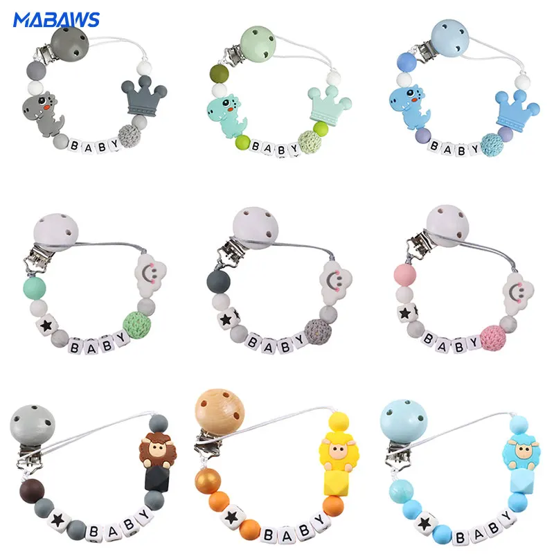 Personalized Name Baby Pacifier Clip Cartoon Animal Silicone Teether Pacifier Chain Can Be Customized Baby Name Anti-Drop Chain
Personalized Name Baby Pacifier Clip Cartoon Animal Silicone Teether Pacifier Chain Can Be Customized Baby Name Anti-Drop Chain